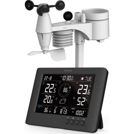 Sencor - Profesionálna meteostanica s farebným LCD displejom a budíkom 5V/1xCR2032 + 3xAA