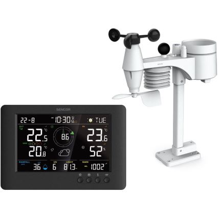 Sencor - Profesionálna meteostanica s farebným LCD displejom a budíkom 5V/1xCR2032 + 3xAA