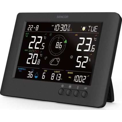 Sencor - Profesionálna meteostanica s farebným LCD displejom a budíkom 5V/1xCR2032 + 3xAA
