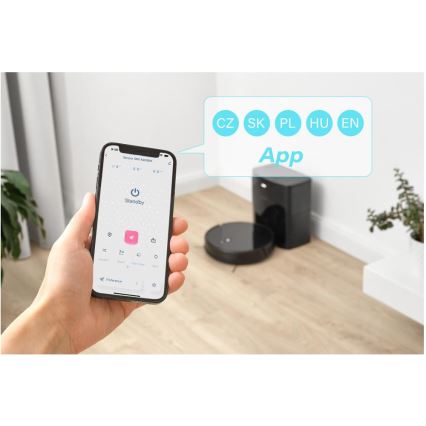 Sencor - Robotický vysávač s mopom 2v1 16W/2600 mAh Wi-Fi čierna + diaľkové ovládanie