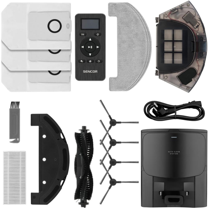 Sencor - Robotický vysávač s mopom 2v1 16W/2600 mAh Wi-Fi čierna + diaľkové ovládanie