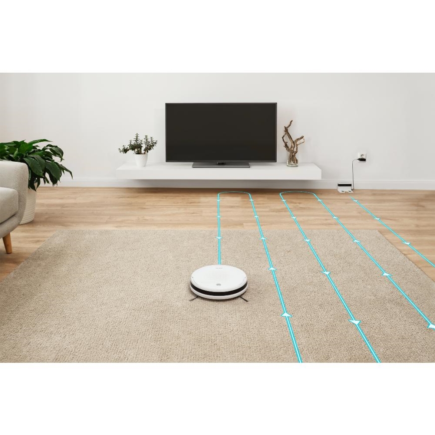 Sencor - Robotický vysávač s mopom 2v1 18W/1500 mAh biela + diaľkové ovládanie