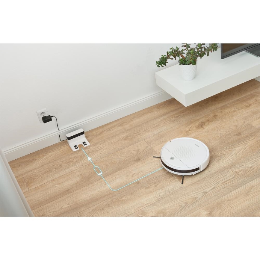 Sencor - Robotický vysávač s mopom 2v1 18W/1500 mAh biela + diaľkové ovládanie