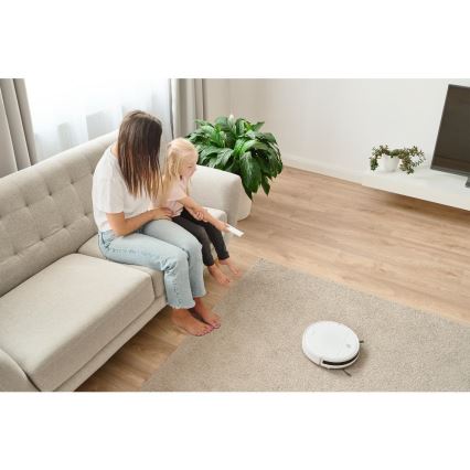Sencor - Robotický vysávač s mopom 2v1 18W/1500 mAh biela + diaľkové ovládanie