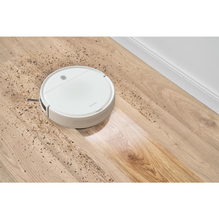 Sencor - Robotický vysávač s mopom 2v1 18W/1500 mAh biela + diaľkové ovládanie