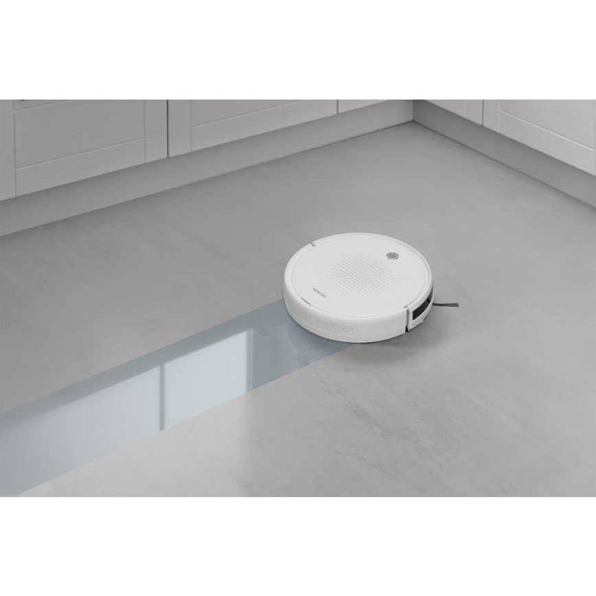 Sencor - Robotický vysávač s mopom 2v1 18W/1500 mAh biela + diaľkové ovládanie