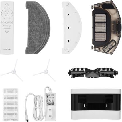 Sencor - Robotický vysávač s mopom 2v1 50W/5000 mAh Wi-Fi biela + diaľkové ovládanie