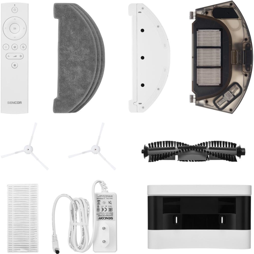 Sencor - Robotický vysávač s mopom 2v1 50W/5000 mAh Wi-Fi biela + diaľkové ovládanie