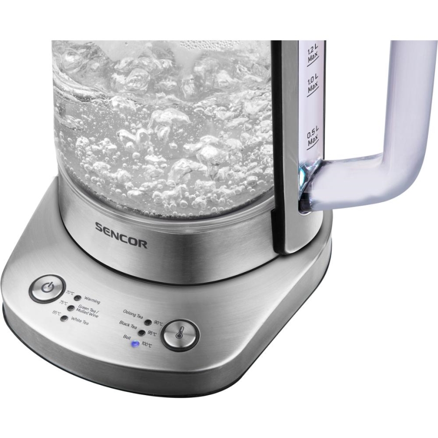 Sencor - Rýchlovarná kanvica s reguláciou teploty 1,5 l 1500W/230V nerez