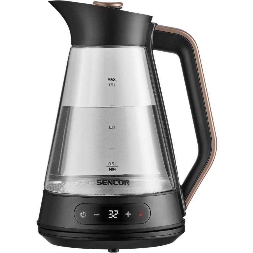 Sencor - Rýchlovarná kanvica s termoreguláciou 1,5 l 2150W/230V čierna/ružovo-zlatá