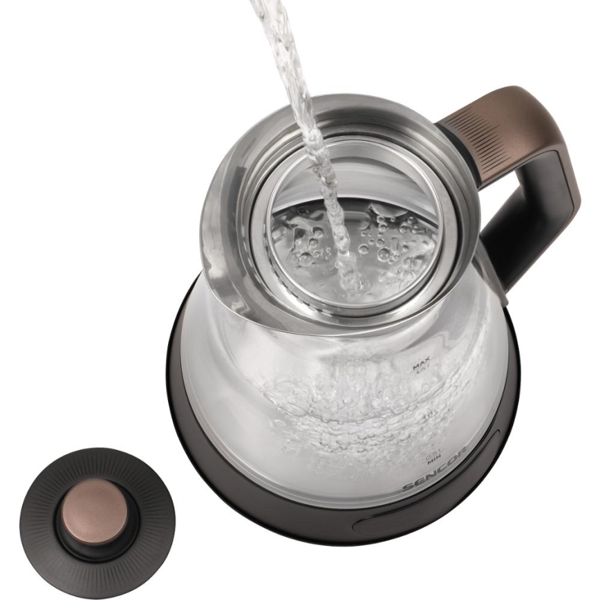 Sencor - Rýchlovarná kanvica s termoreguláciou 1,5 l 2150W/230V čierna/ružovo-zlatá