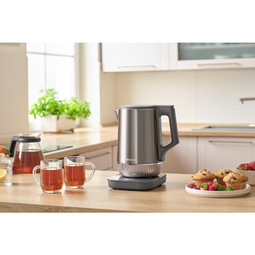 Sencor - Rýchlovarná kanvica s termoreguláciou 1,7 l 1800 W/230 V nerez