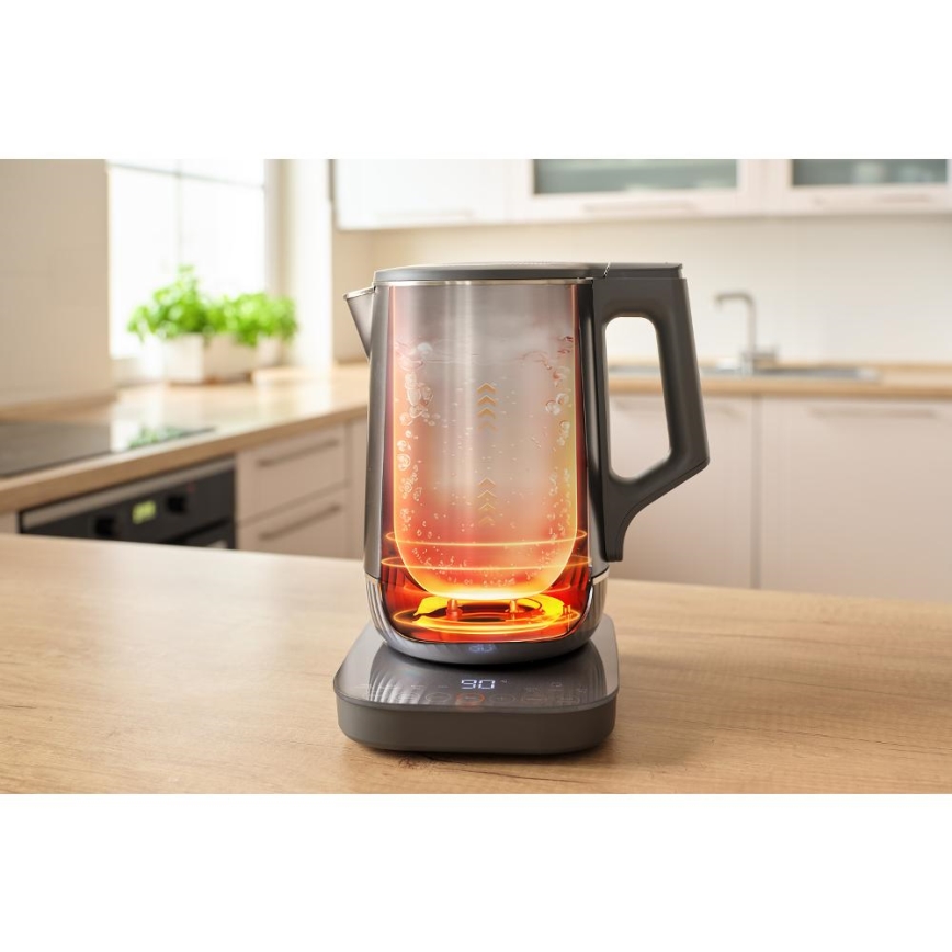 Sencor - Rýchlovarná kanvica s termoreguláciou 1,7 l 1800 W/230 V nerez