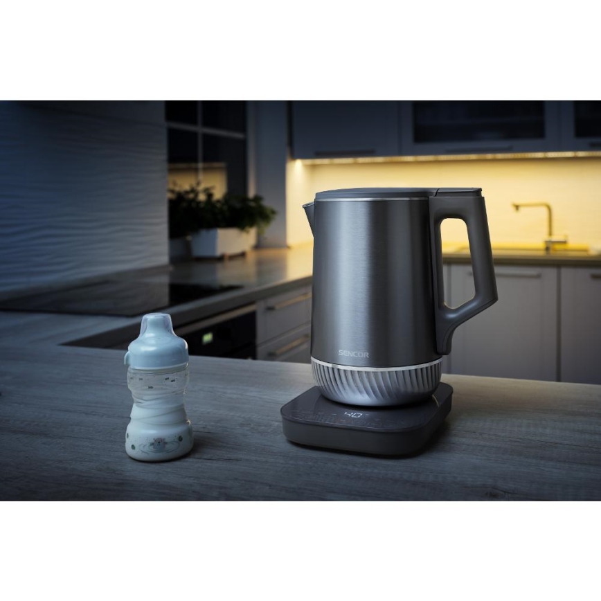 Sencor - Rýchlovarná kanvica s termoreguláciou 1,7 l 1800 W/230 V nerez
