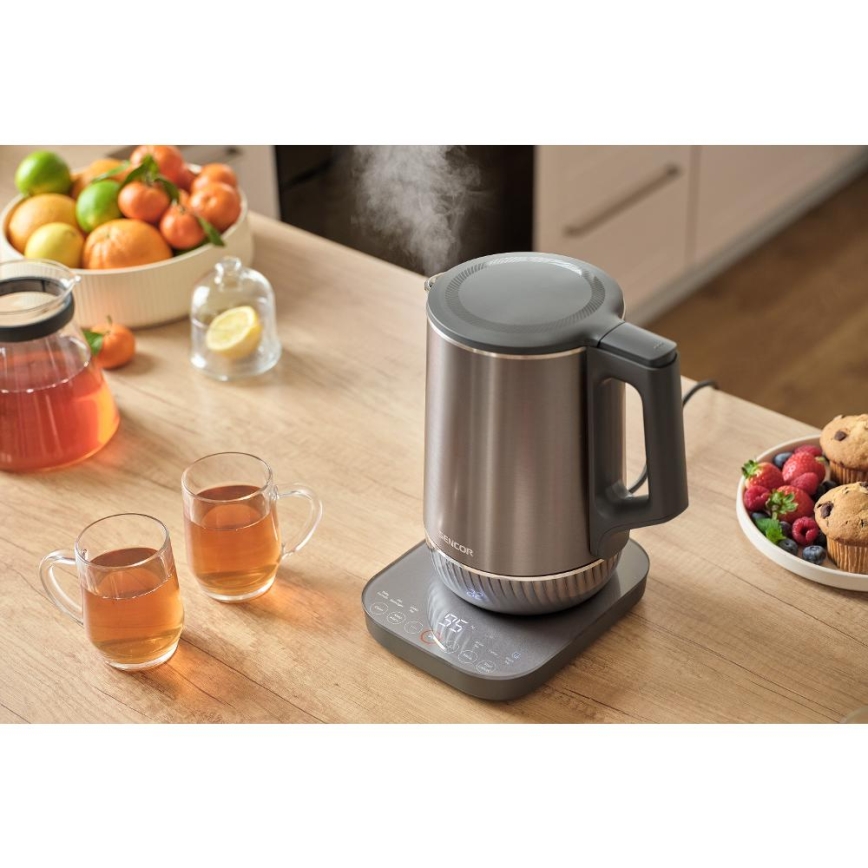 Sencor - Rýchlovarná kanvica s termoreguláciou 1,7 l 1800 W/230 V nerez