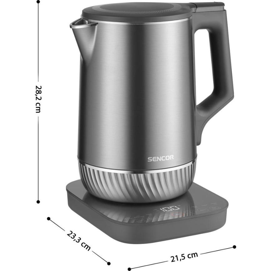 Sencor - Rýchlovarná kanvica s termoreguláciou 1,7 l 1800 W/230 V nerez
