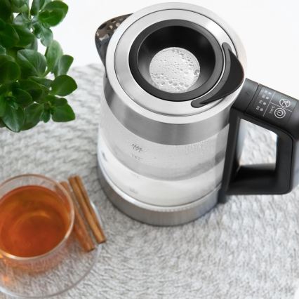 Sencor - Rýchlovarná kanvica s termoreguláciou 1,7 l 2200W/230V matný chróm/čierna