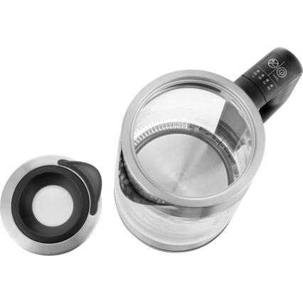 Sencor - Rýchlovarná kanvica s termoreguláciou 1,7 l 2200W/230V matný chróm/čierna