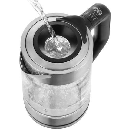 Sencor - Rýchlovarná kanvica s termoreguláciou 1,7 l 2200W/230V matný chróm/čierna