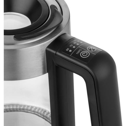 Sencor - Rýchlovarná kanvica s termoreguláciou 1,7 l 2200W/230V matný chróm/čierna