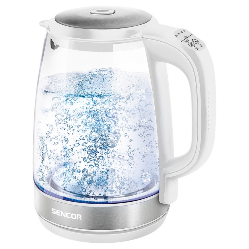 Sencor - Rýchlovarná kanvica s termoreguláciou a LED podsvietením 2 l 2200W/230V biela