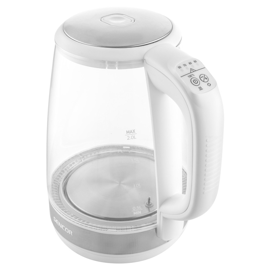 Sencor - Rýchlovarná kanvica s termoreguláciou a LED podsvietením 2 l 2200W/230V biela