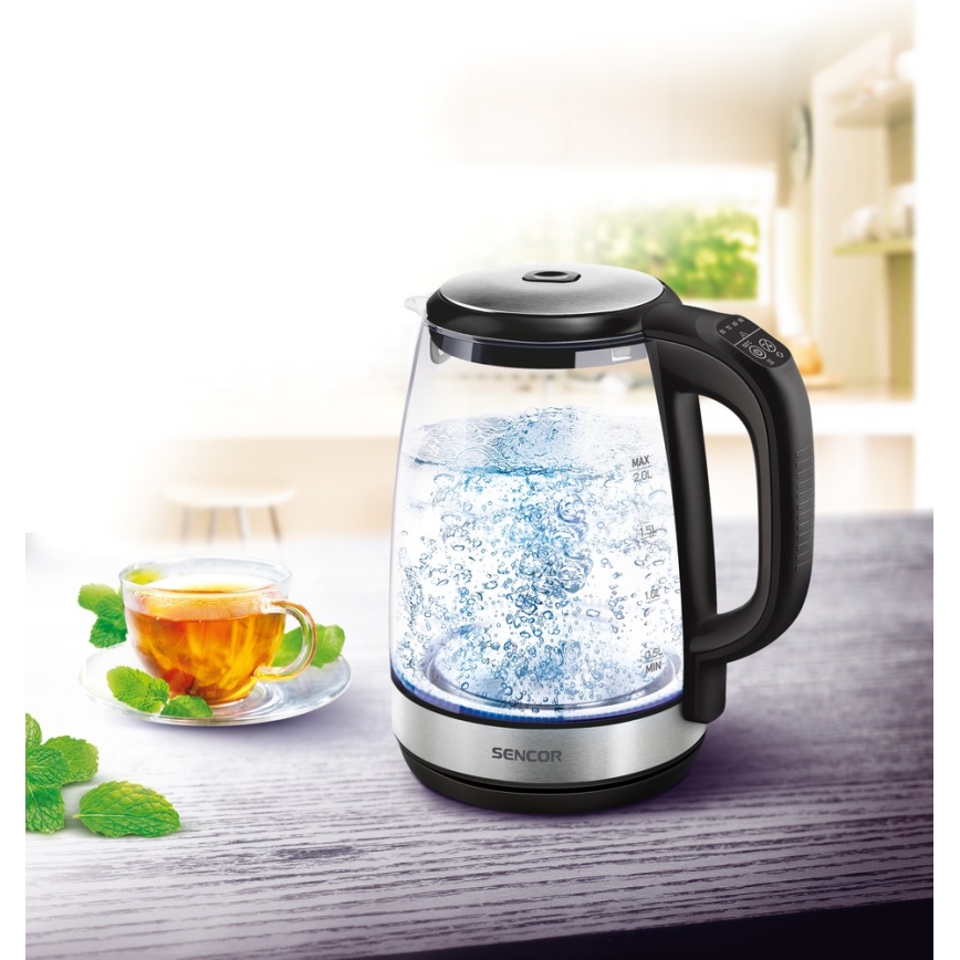 Sencor - Rýchlovarná kanvica s termoreguláciou a LED podsvietením 2 l 2200W/230V