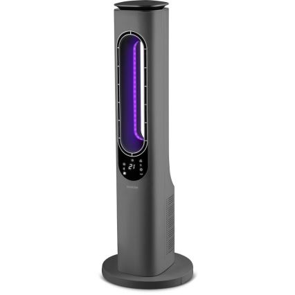 Sencor - Stĺpový bezlopatkový keramický ventilátor 1200/2000W/230V antracit + diaľkové ovládanie