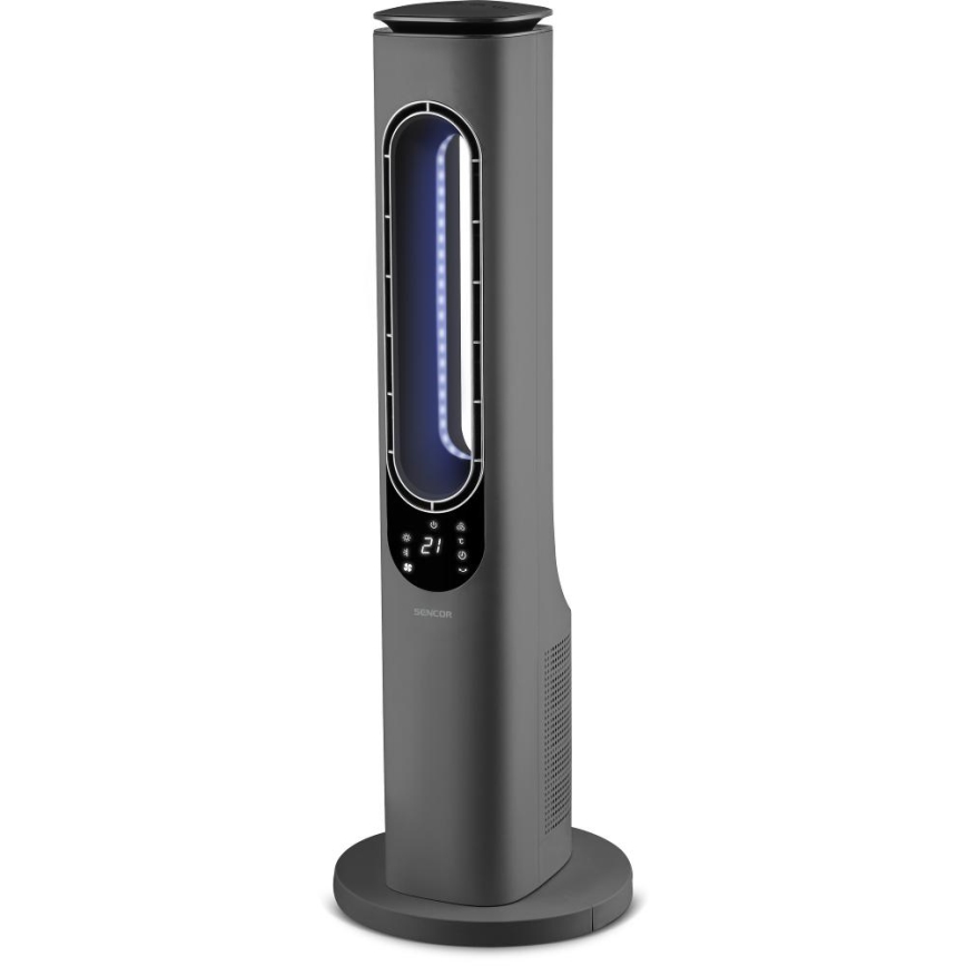 Sencor - Stĺpový bezlopatkový keramický ventilátor 1200/2000W/230V antracit + diaľkové ovládanie