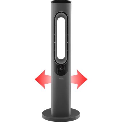 Sencor - Stĺpový bezlopatkový keramický ventilátor 1200/2000W/230V antracit + diaľkové ovládanie