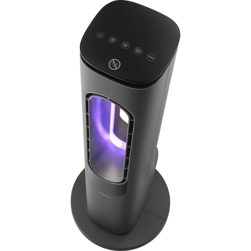 Sencor - Stĺpový bezlopatkový keramický ventilátor 1200/2000W/230V antracit + diaľkové ovládanie