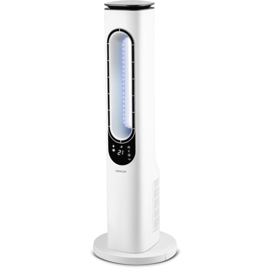 Sencor - Stĺpový bezvrtuľový ventilátor 50W/230V biela + diaľkové ovládanie