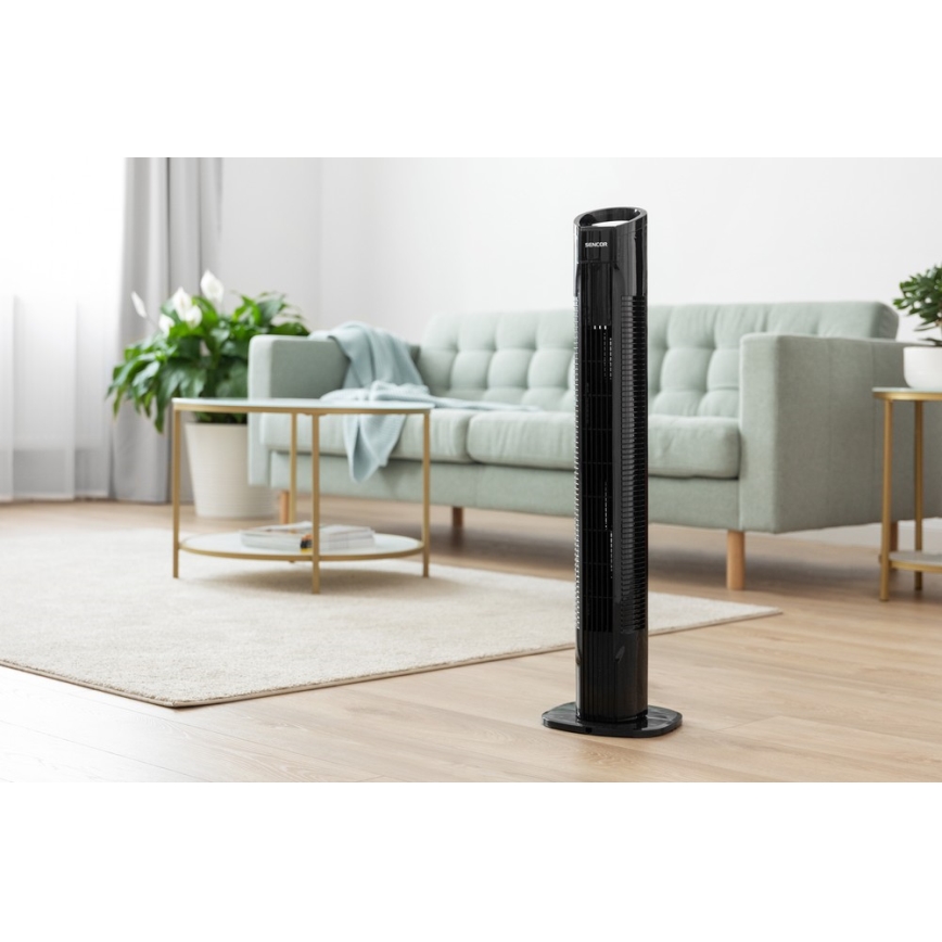 Sencor - Stĺpový ventilátor 50W/230V čierna + diaľkové ovládanie