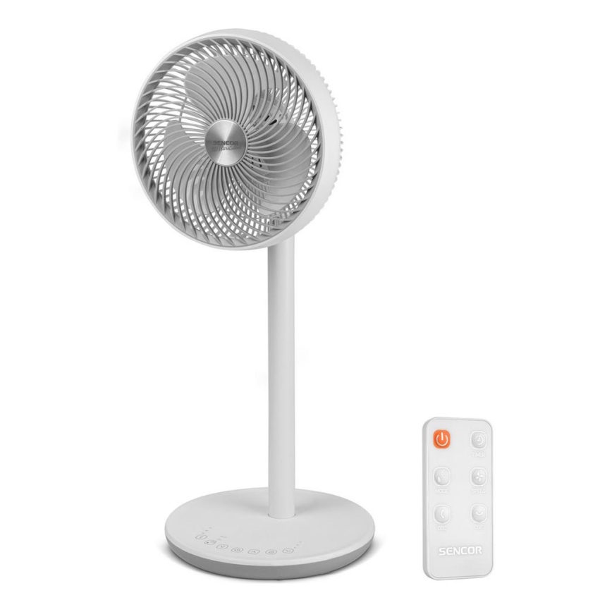 Sencor - Stojanový ventilátor 3D UltraSilent 26W/230V biela + diaľkové ovládanie