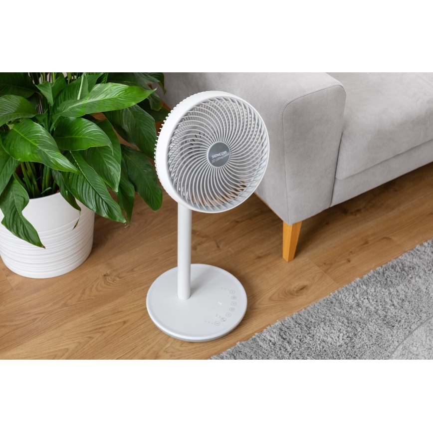 Sencor - Stojanový ventilátor 3D UltraSilent 26W/230V biela + diaľkové ovládanie
