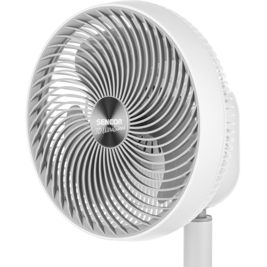 Sencor - Stojanový ventilátor 3D UltraSilent 26W/230V biela + diaľkové ovládanie