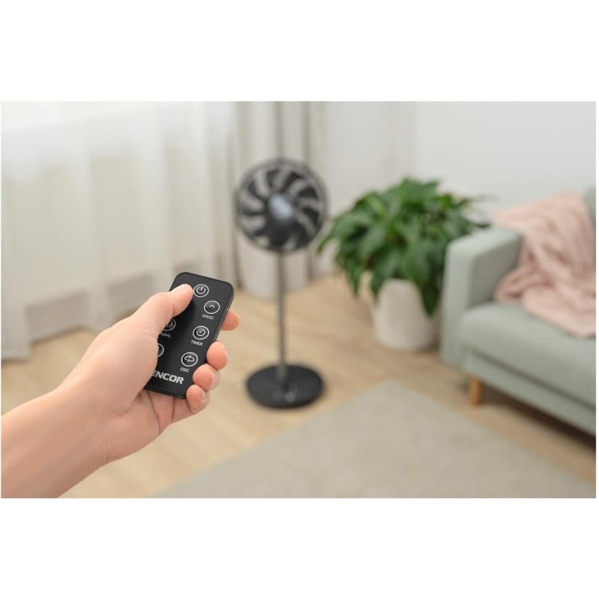 Sencor - Stojanový ventilátor 3D UltraSilent 26W/230V Wi-Fi čierna + diaľkové ovládanie