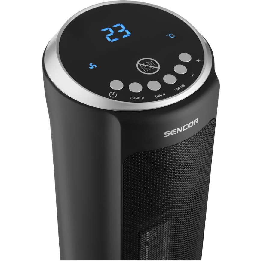 Sencor - Ventilátor s keramickým vykurovacím telesom 1300/2200W/230V čierny + diaľkové ovládanie