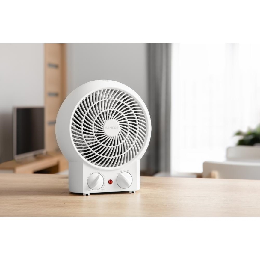 Sencor - Ventilátor s vykurovacím telesom 1200/2000 W/230 V biela