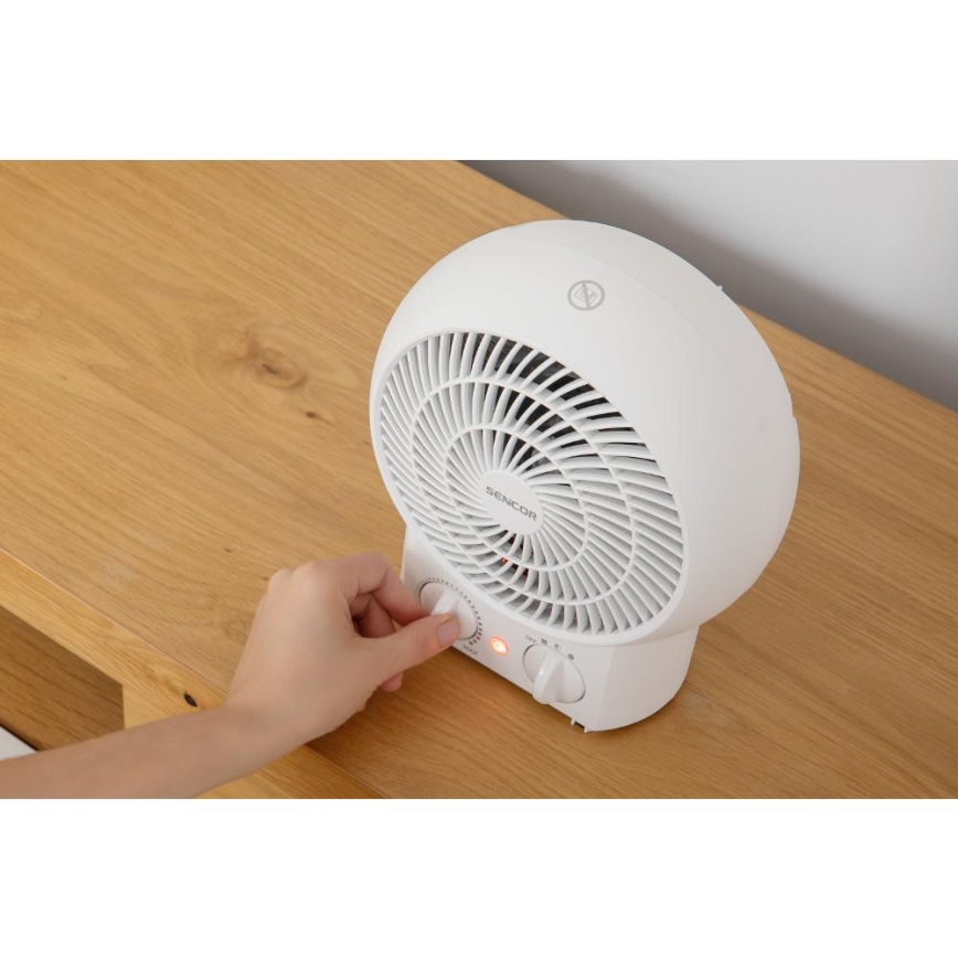 Sencor - Ventilátor s vykurovacím telesom 1200/2000 W/230 V biela