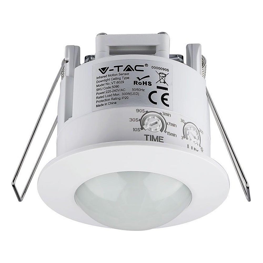 Senzor pohybu podhľadový PIR 360° 300W/230V biela
