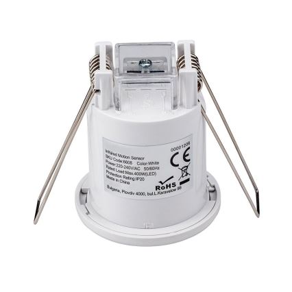 Senzor pohybu podhľadový PIR 360° 400W/230V biela