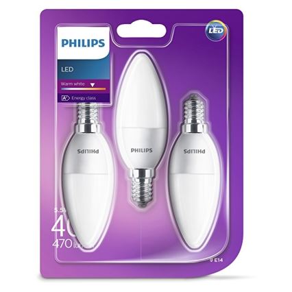 SET 3x 3x LED Žiarovka Philips B35 E14/5,5W/230V