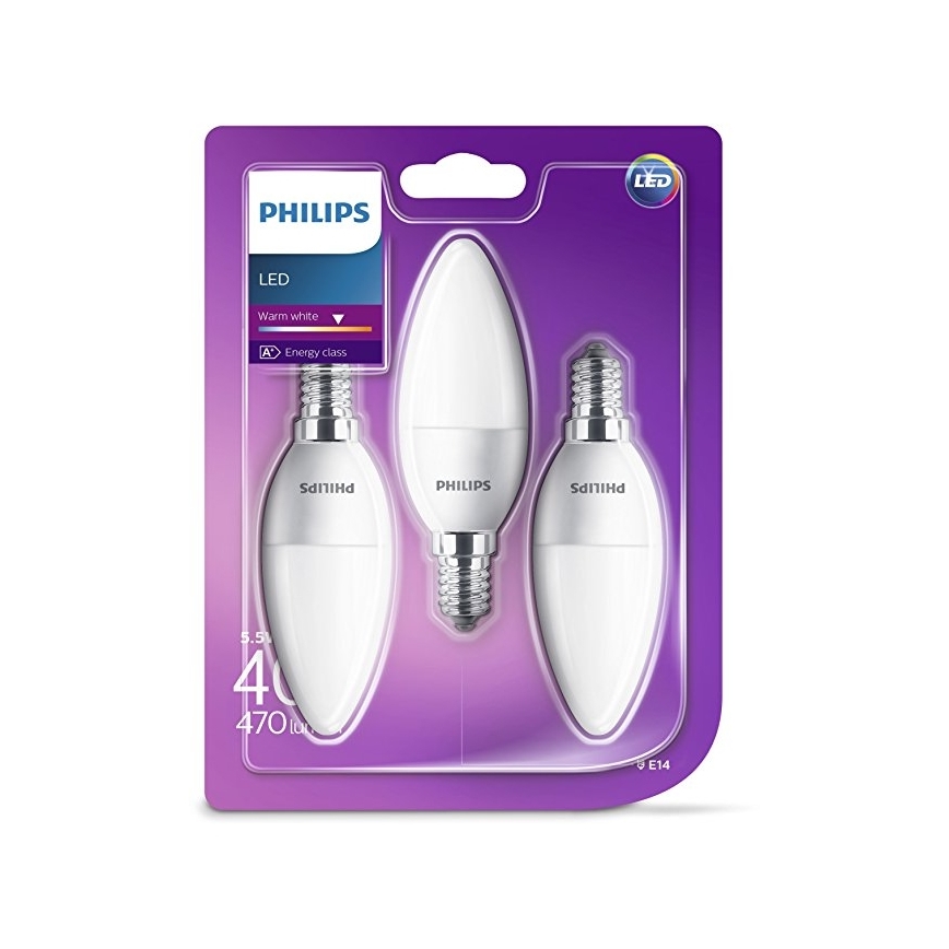 SET 3x 3x LED Žiarovka Philips B35 E14/5,5W/230V