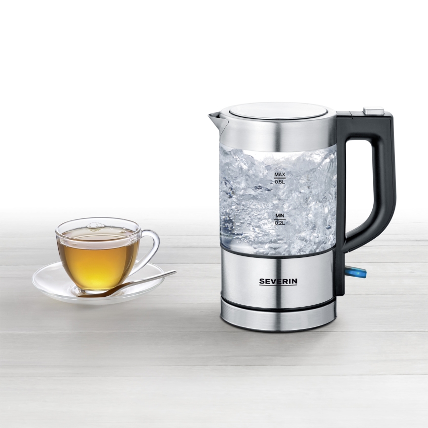 Severin WK 3472 - Rýchlovarná kanvica 0,5 l 1100W/230V nerez/sklo