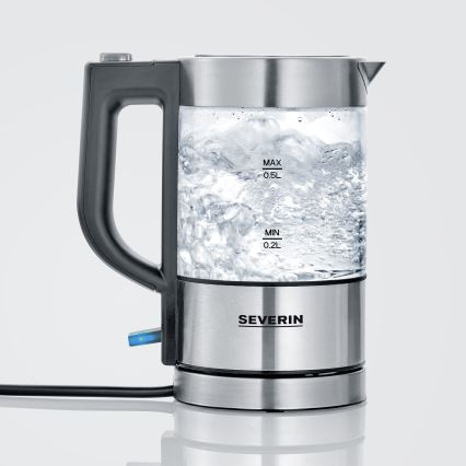 Severin WK 3472 - Rýchlovarná kanvica 0,5 l 1100W/230V nerez/sklo