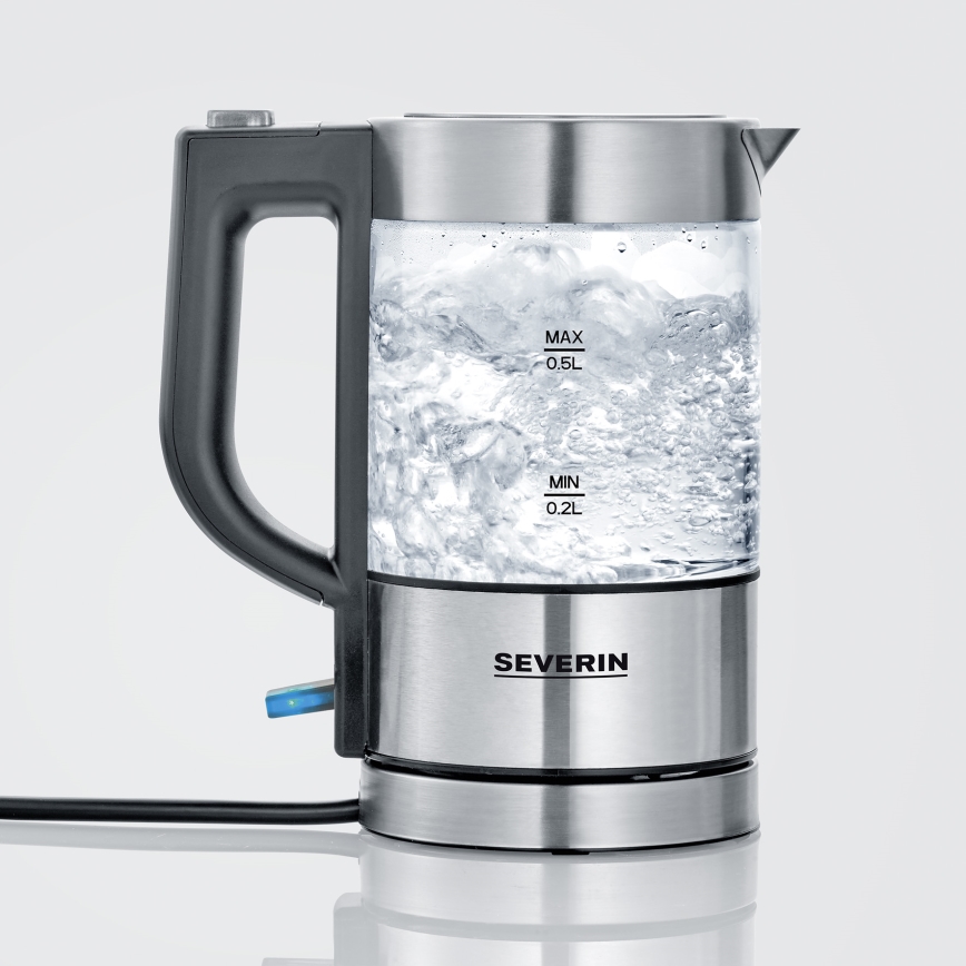 Severin WK 3472 - Rýchlovarná kanvica 0,5 l 1100W/230V nerez/sklo