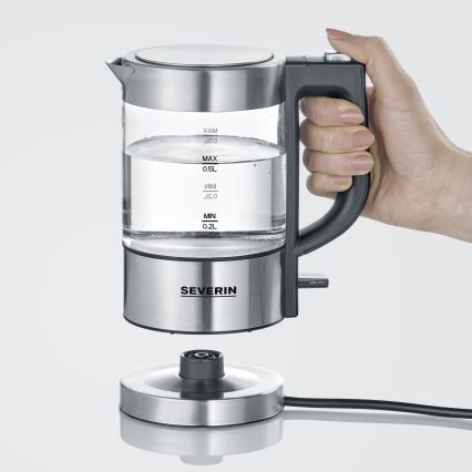 Severin WK 3472 - Rýchlovarná kanvica 0,5 l 1100W/230V nerez/sklo