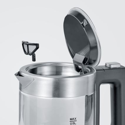 Severin WK 3472 - Rýchlovarná kanvica 0,5 l 1100W/230V nerez/sklo