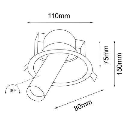 Shilo - Podhľadové bodové svietidlo 1xGU10/15W/230V pr. 11 cm čierna